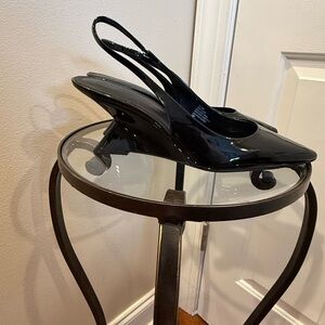 INC International Concepts Glossy Black Slingback Heels